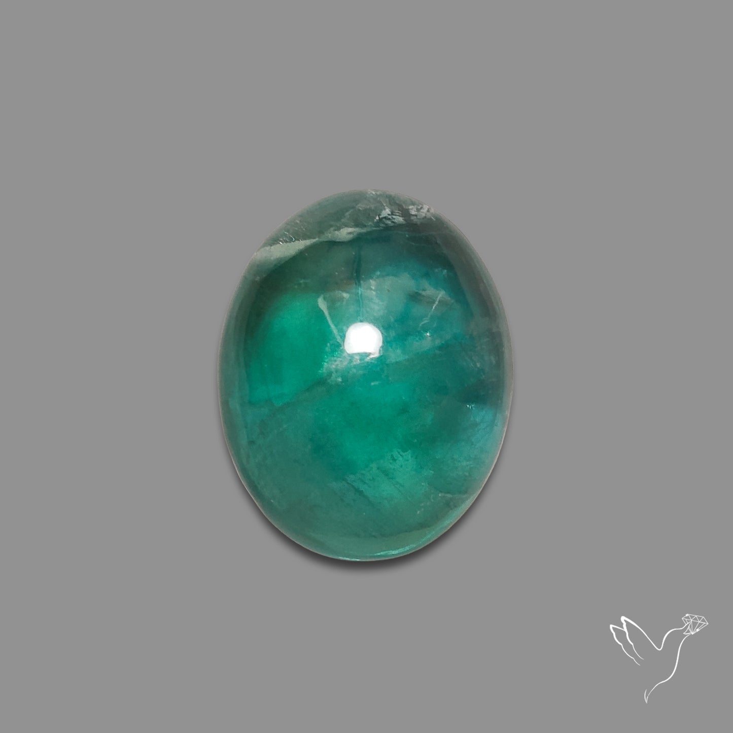 Deep Green Belgian Teal Fluorite Cabochon High Domed