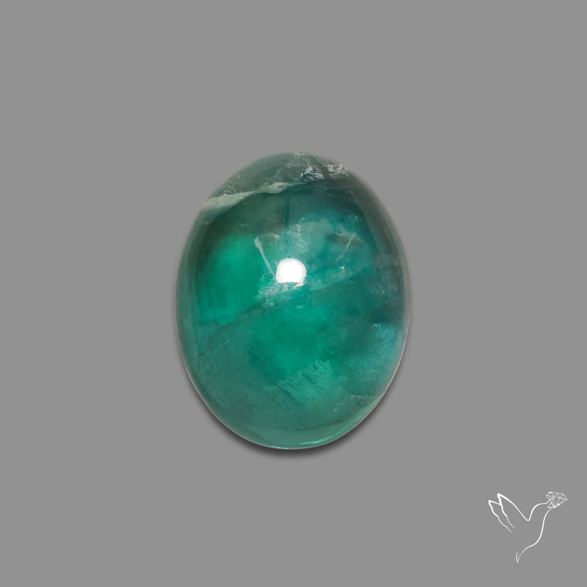 Deep Green Belgian Teal Fluorite Cabochon High Domed