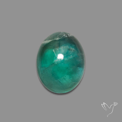 Deep Green Belgian Teal Fluorite Cabochon High Domed