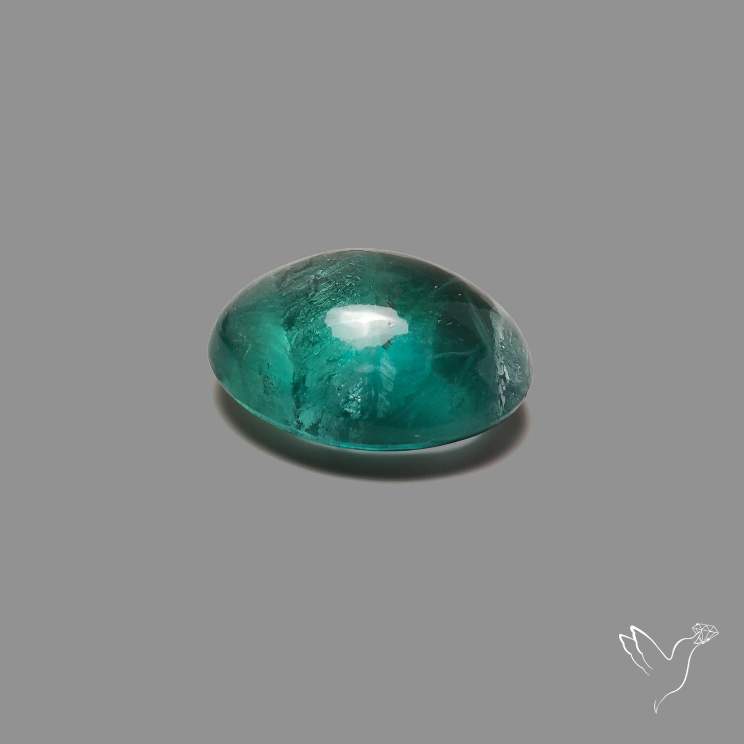 Deep Green Belgian Teal Fluorite Cabochon High Domed
