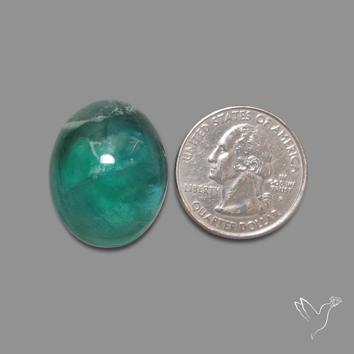 Deep Green Belgian Teal Fluorite Cabochon High Domed