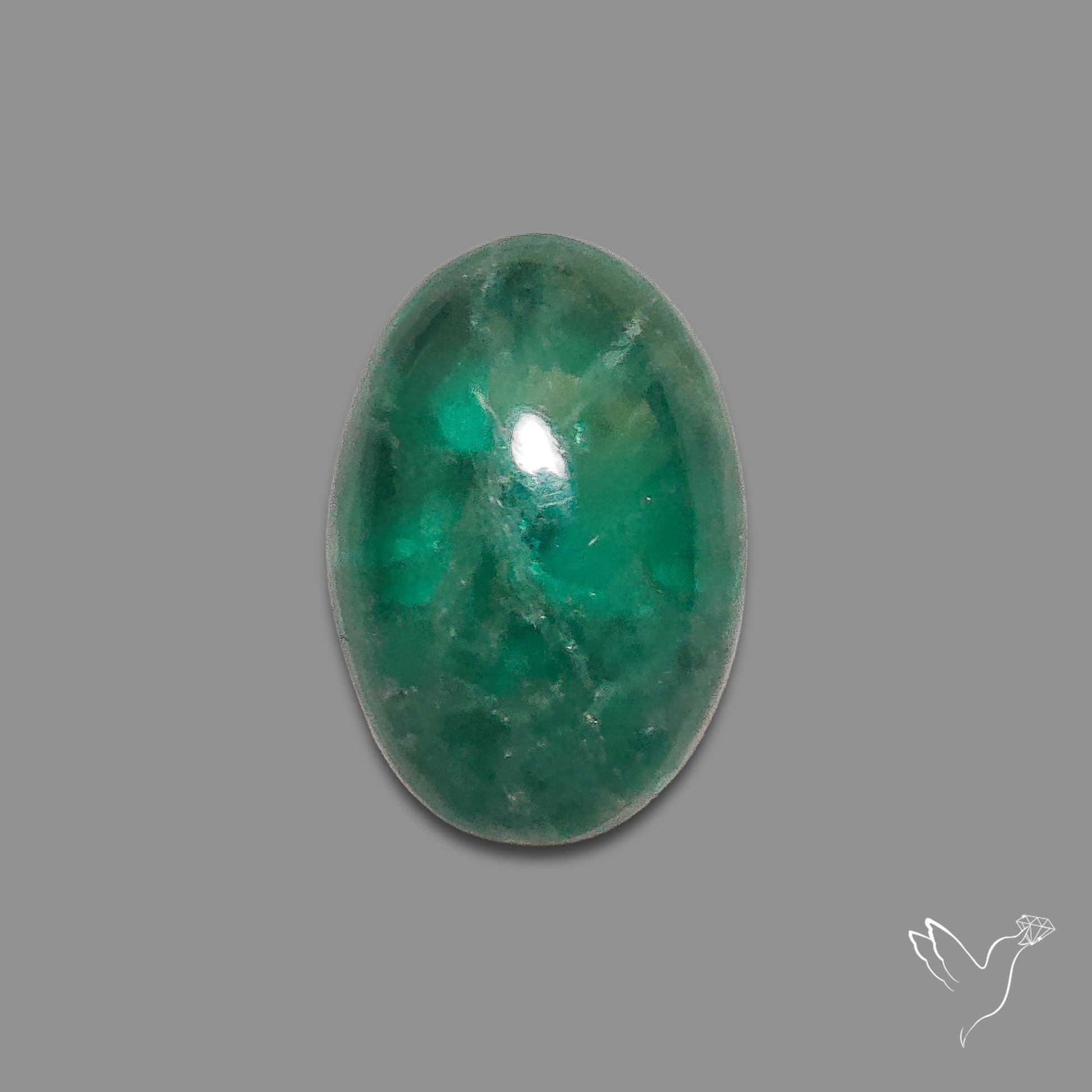 Deep Green Belgian Teal Fluorite Cabochon High Domed