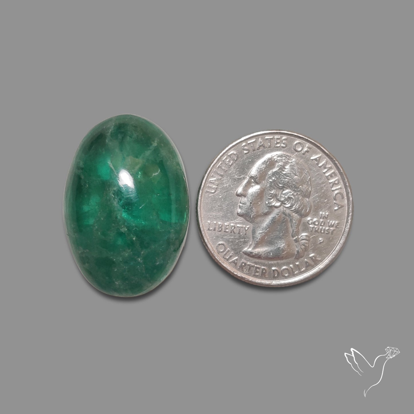Deep Green Belgian Teal Fluorite Cabochon High Domed