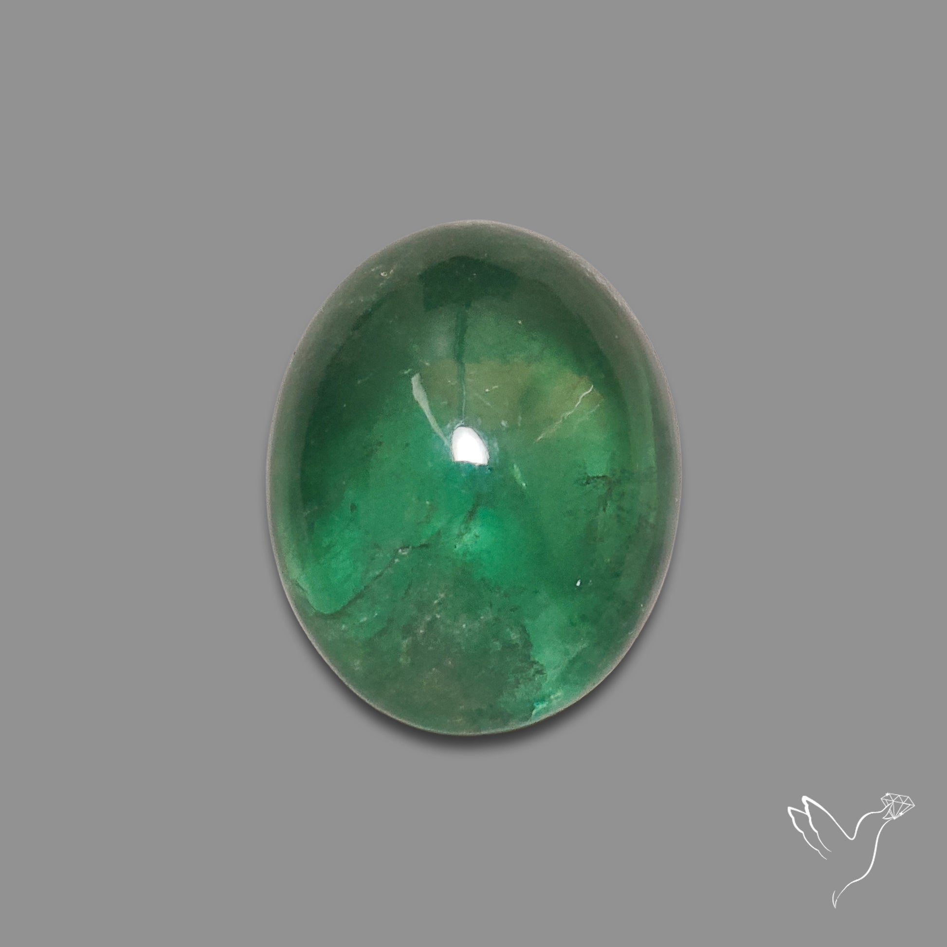 Deep Green Belgian Teal Fluorite Cabochon High Domed