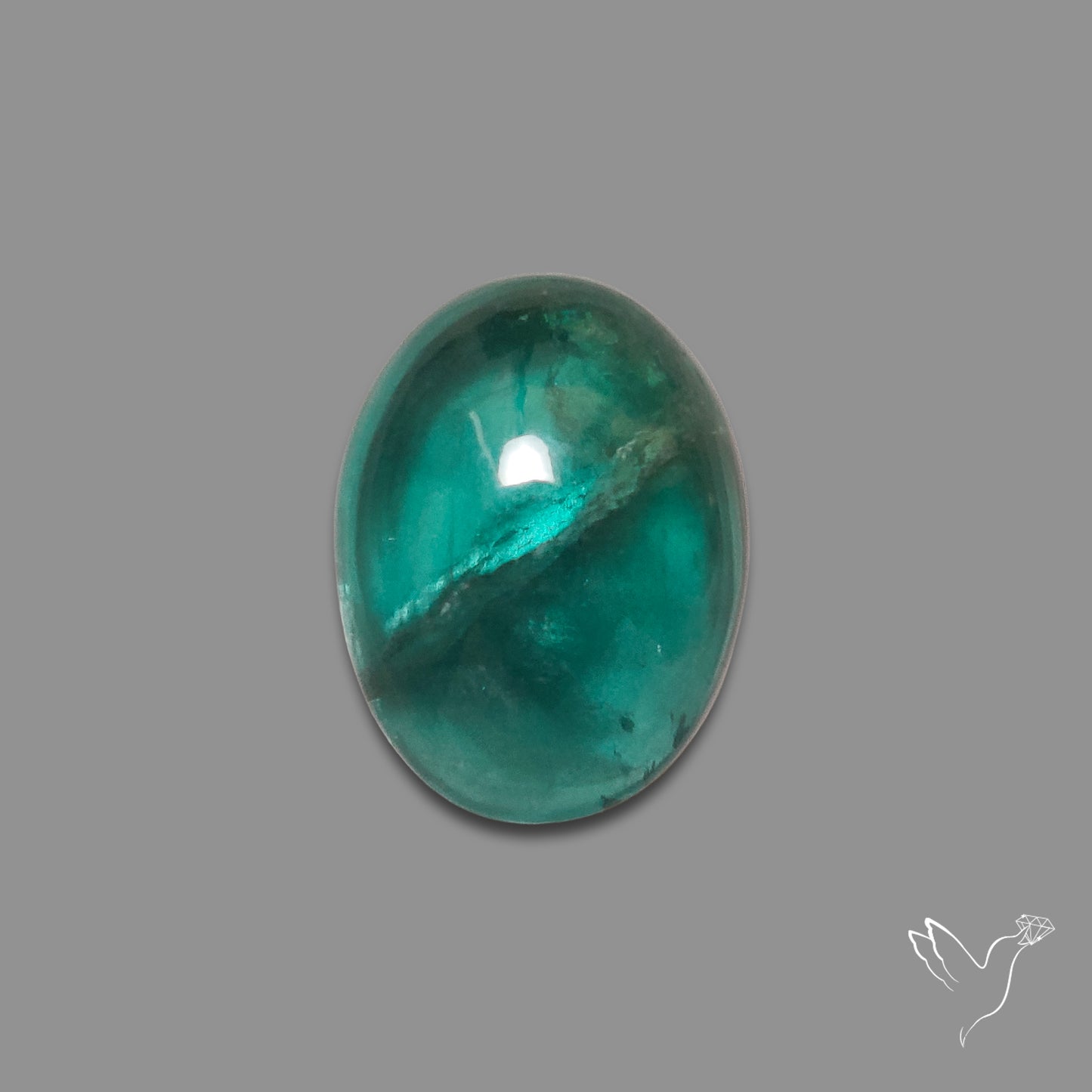 Deep Green Belgian Teal Fluorite Cabochon High Domed