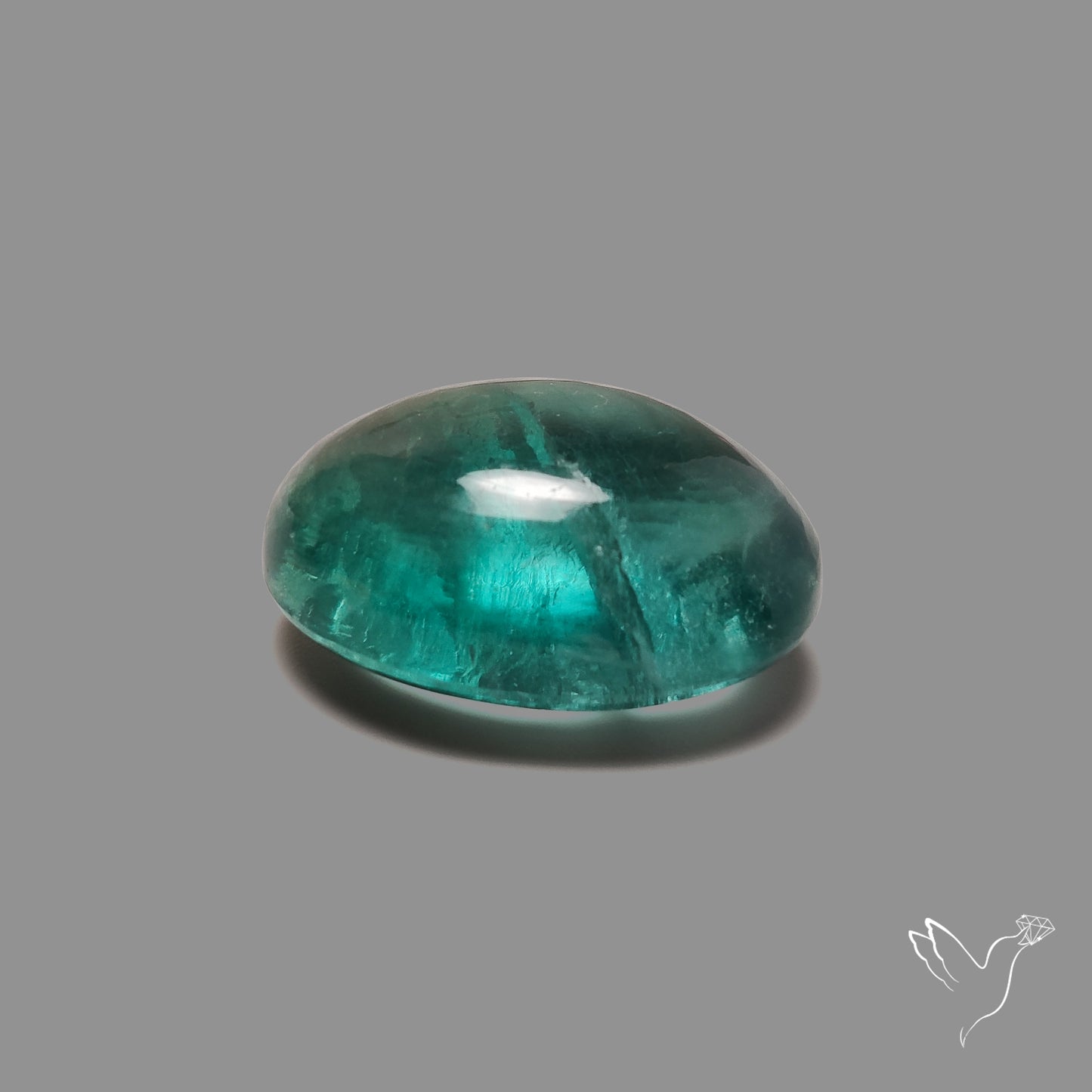 Deep Green Belgian Teal Fluorite Cabochon High Domed