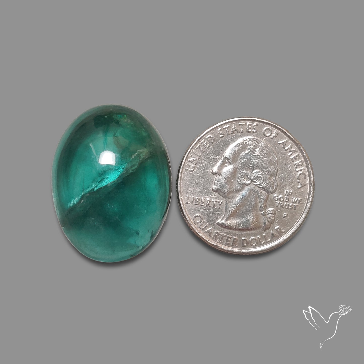 Deep Green Belgian Teal Fluorite Cabochon High Domed