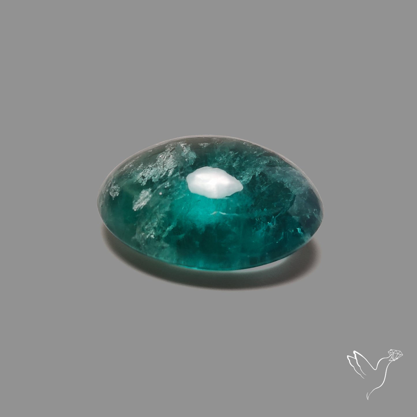 Deep Green Belgian Teal Fluorite Cabochon High Domed
