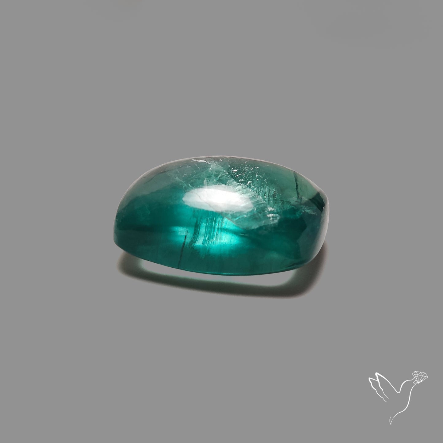 Deep Green Belgian Teal Fluorite Cabochon High Domed