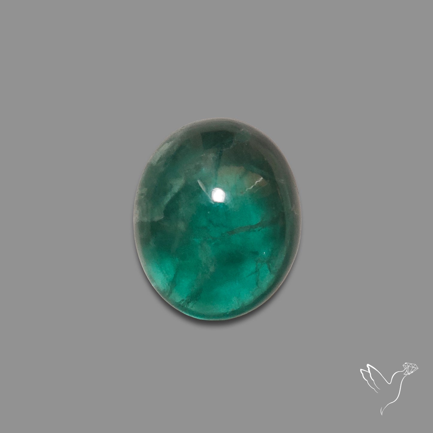 Deep Green Belgian Teal Fluorite Cabochon High Domed