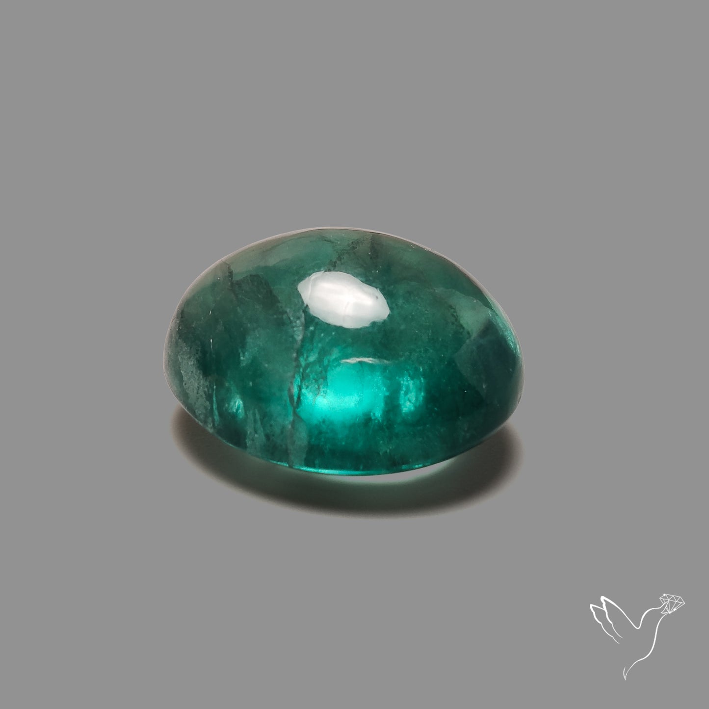 Deep Green Belgian Teal Fluorite Cabochon High Domed