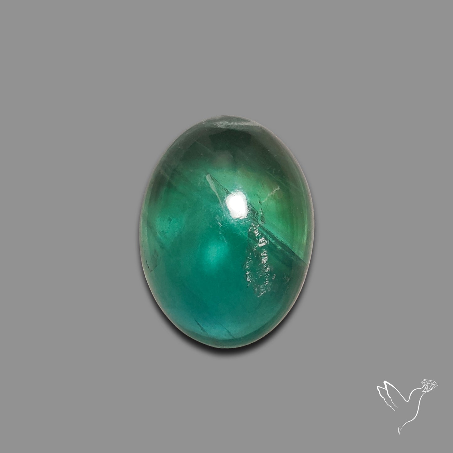 Deep Green Belgian Teal Fluorite Cabochon High Domed