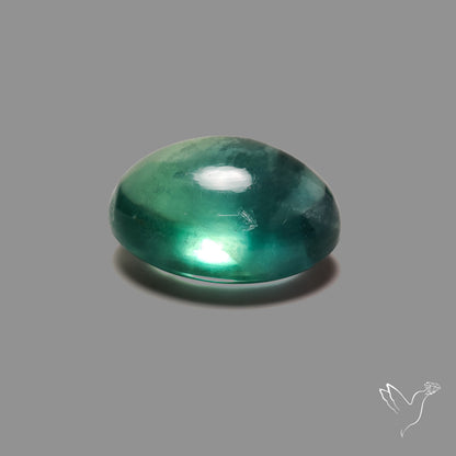 Deep Green Belgian Teal Fluorite Cabochon High Domed