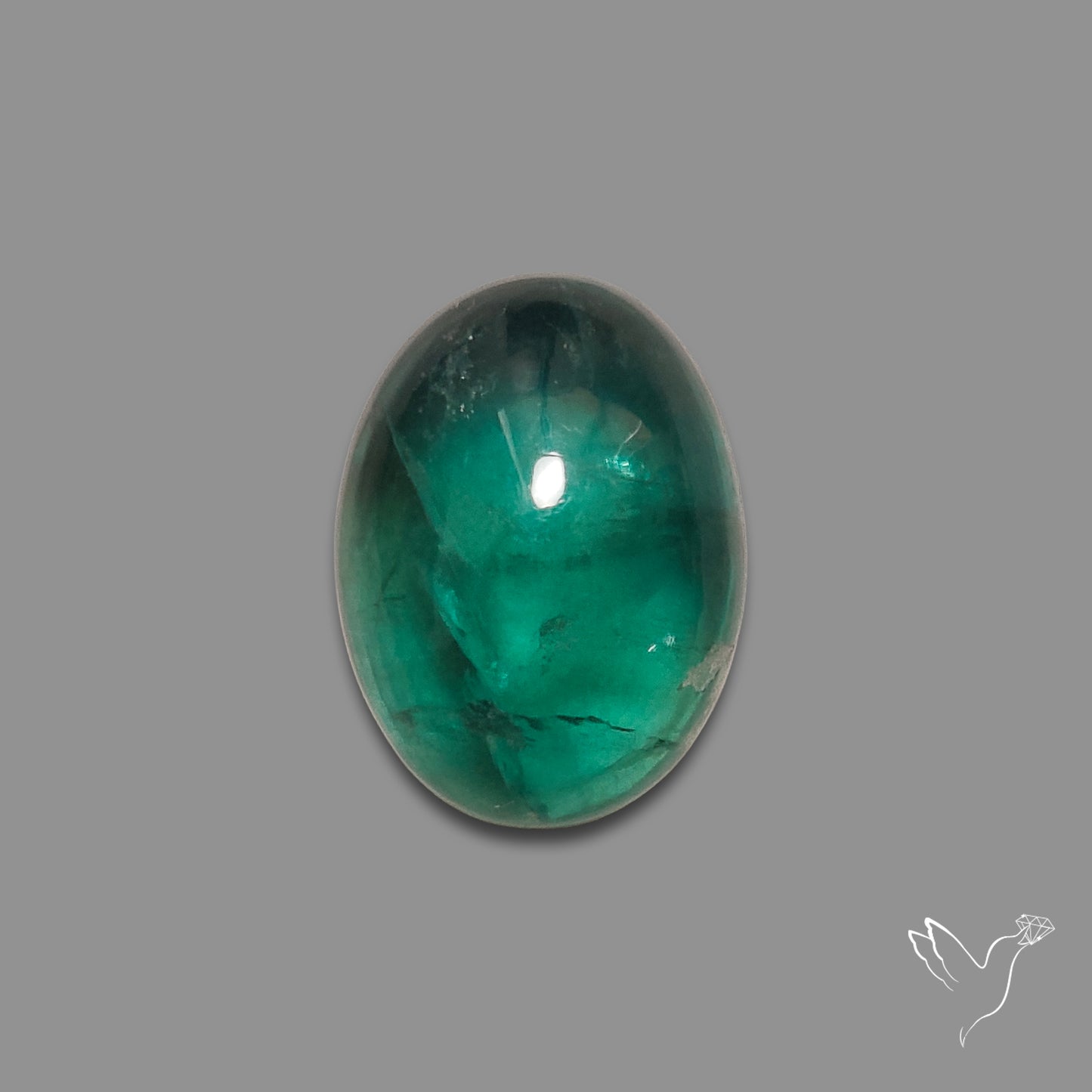Deep Green Belgian Teal Fluorite Cabochon High Domed