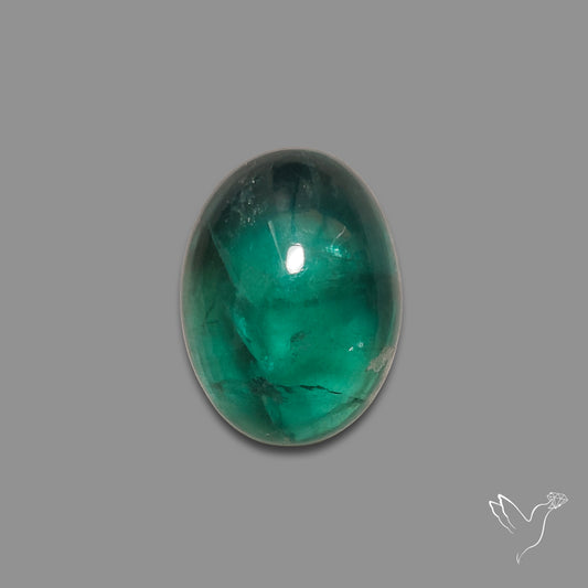 Deep Green Belgian Teal Fluorite Cabochon High Domed