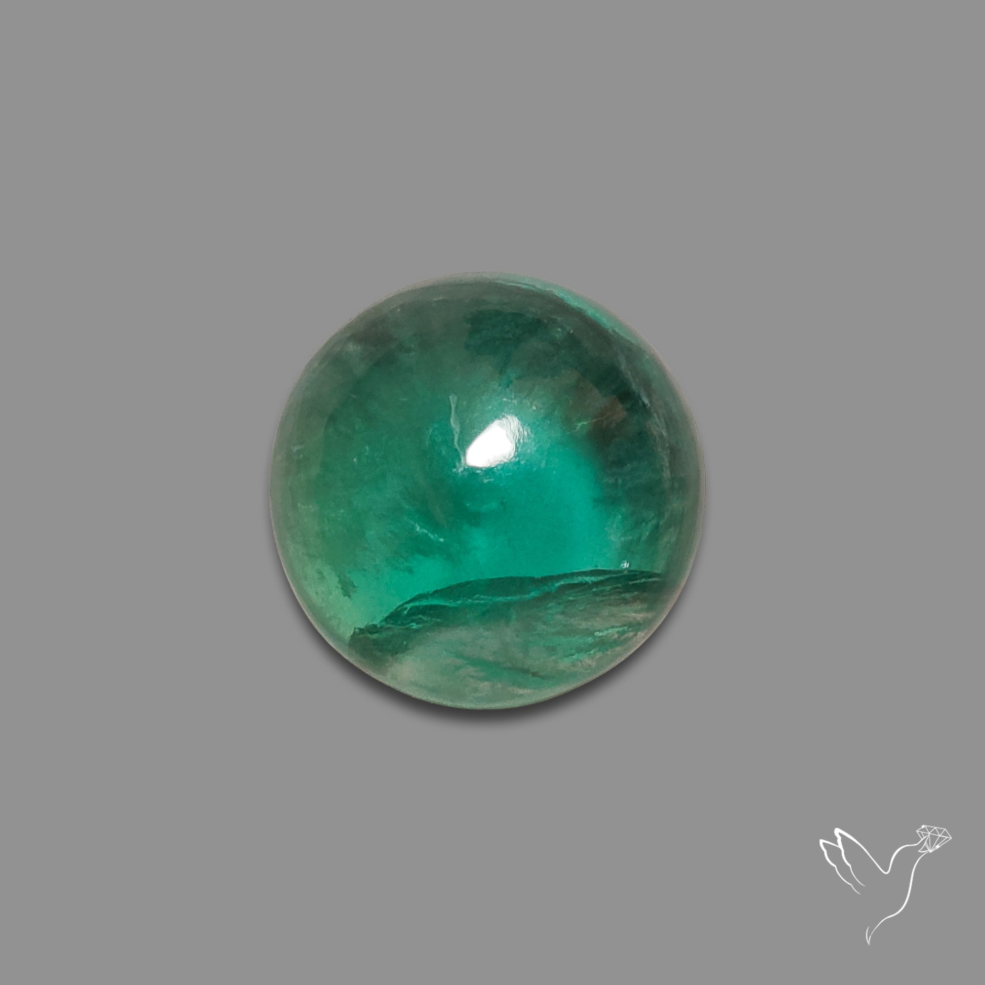 Deep Green Belgian Teal Fluorite Cabochon High Domed
