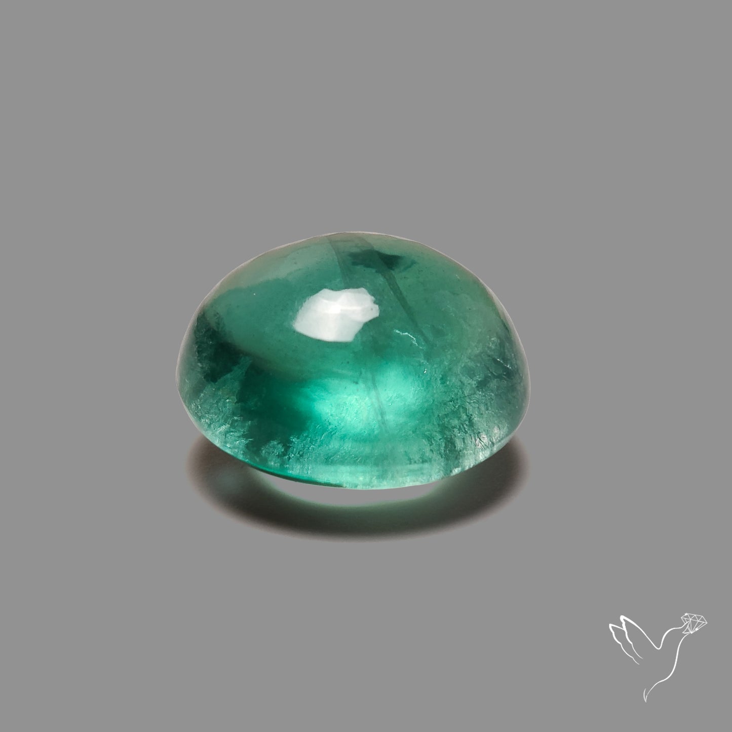 Deep Green Belgian Teal Fluorite Cabochon High Domed