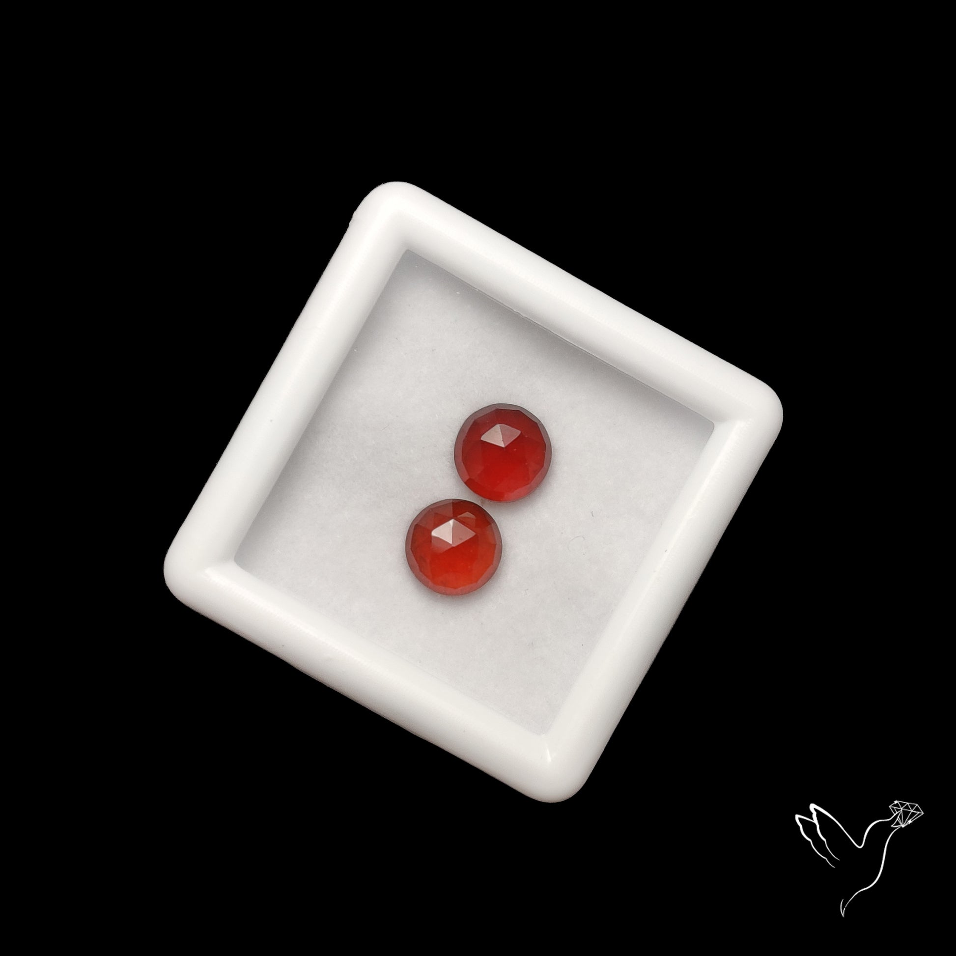 Rose Cut Hessonite Garnets Pair