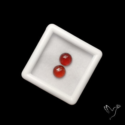 Rose Cut Hessonite Garnets Pair
