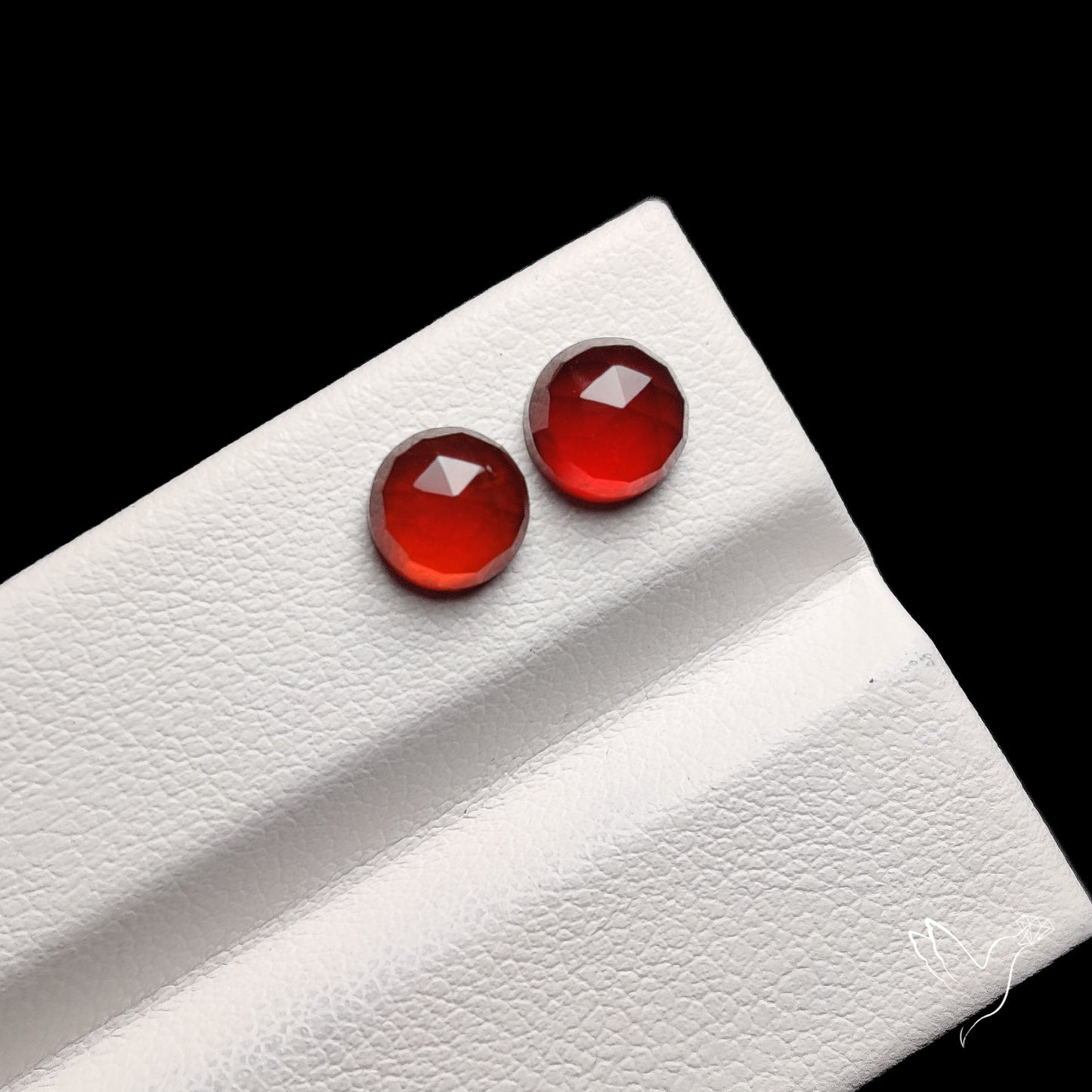 Rose Cut Hessonite Garnets Pair