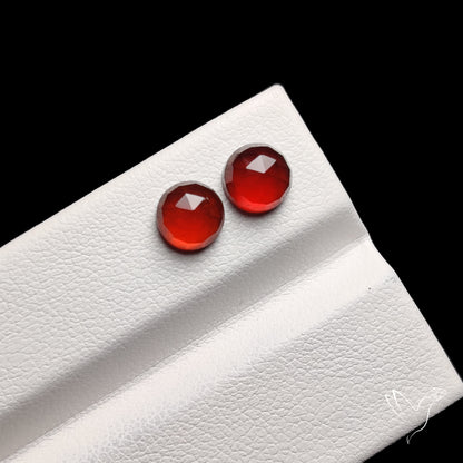 Rose Cut Hessonite Garnets Pair