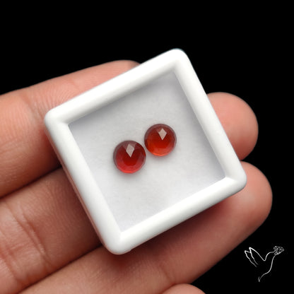 Rose Cut Hessonite Garnets Pair