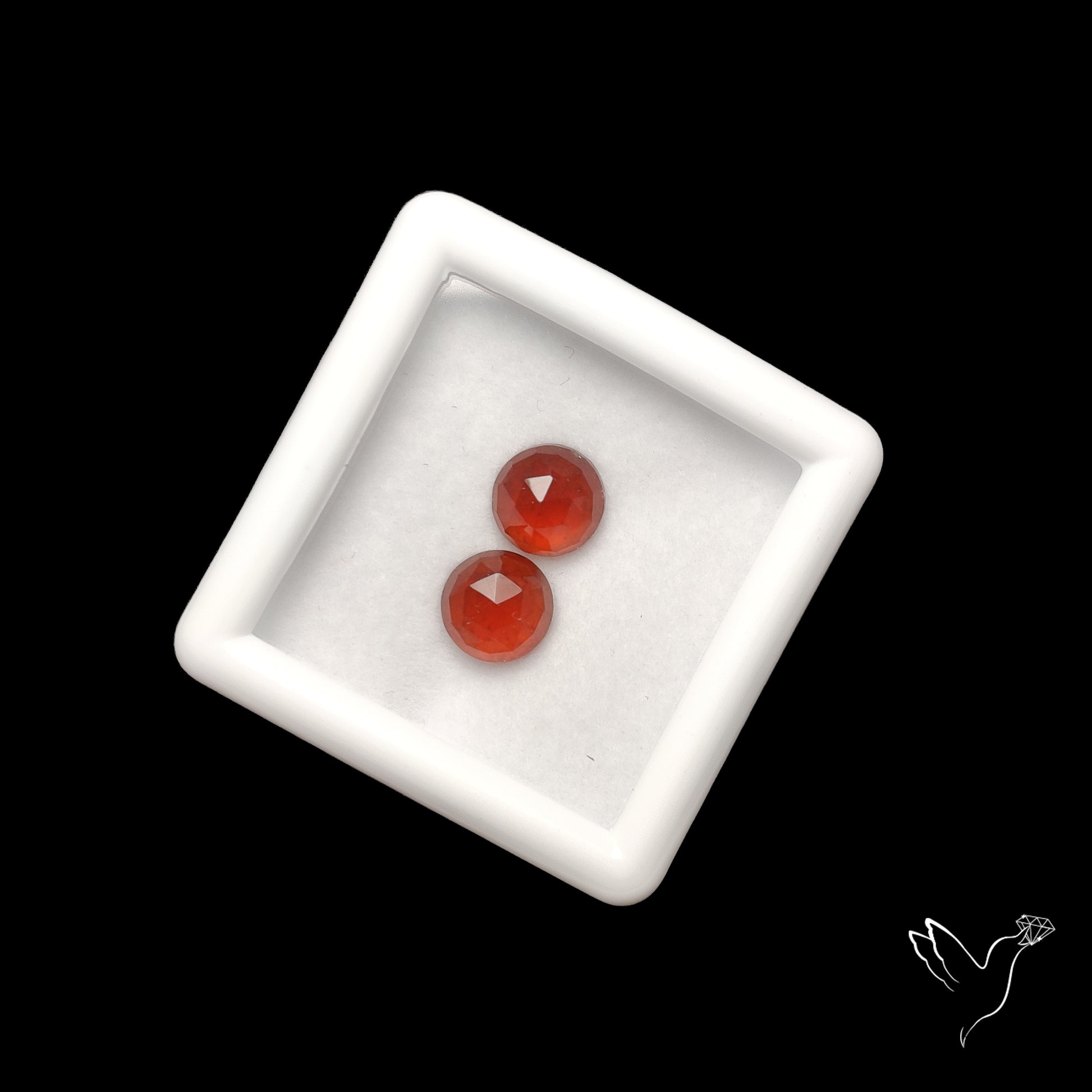 Rose Cut Hessonite Garnets Pair