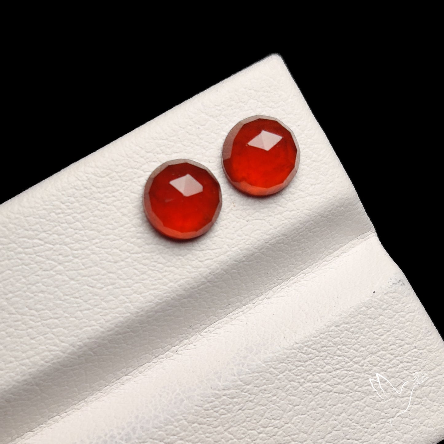 Rose Cut Hessonite Garnets Pair