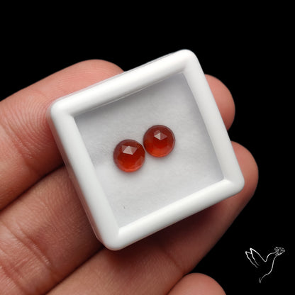 Rose Cut Hessonite Garnets Pair