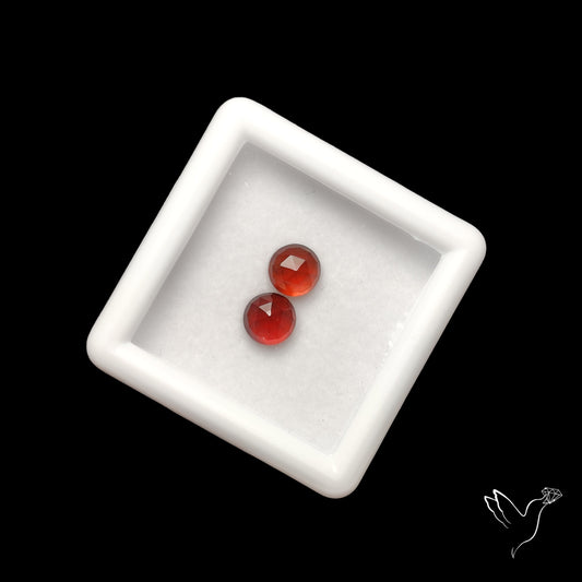 Rose Cut Hessonite Garnets Pair