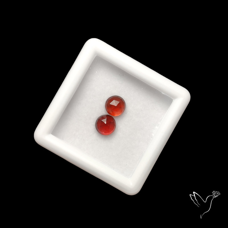 Rose Cut Hessonite Garnets Pair