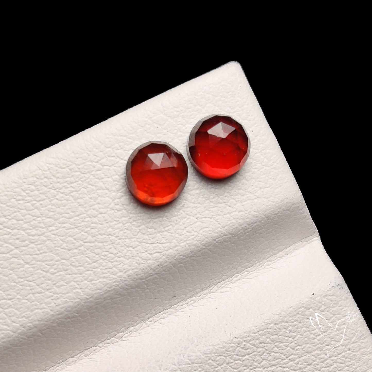 Rose Cut Hessonite Garnets Pair