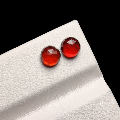 Rose Cut Hessonite Garnets Pair