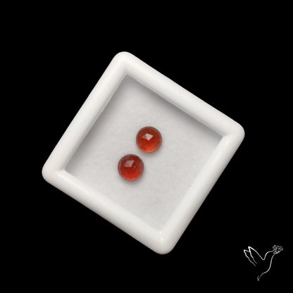 Rose Cut Hessonite Garnets Pair