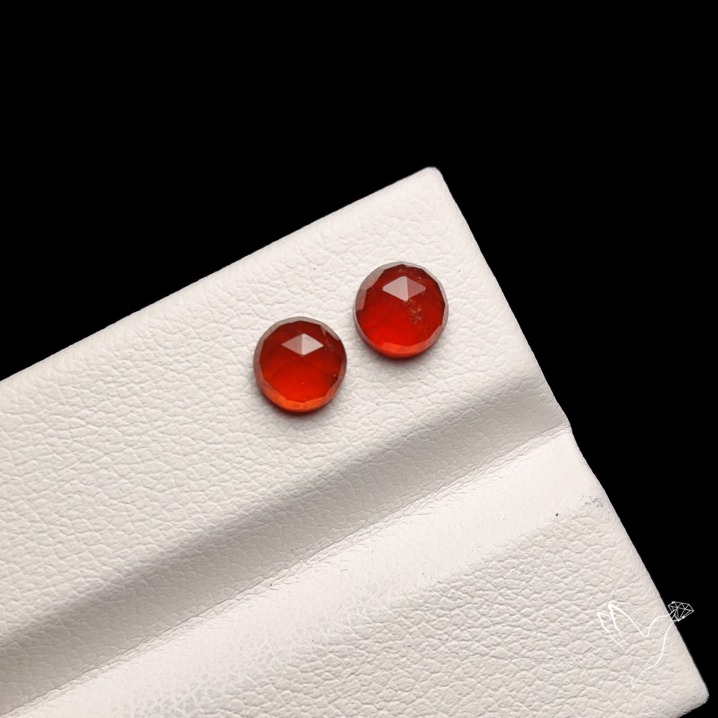 Rose Cut Hessonite Garnets Pair