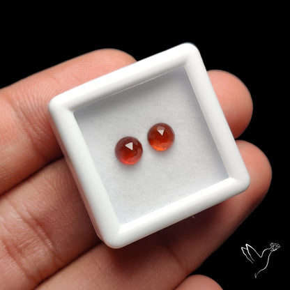 Rose Cut Hessonite Garnets Pair