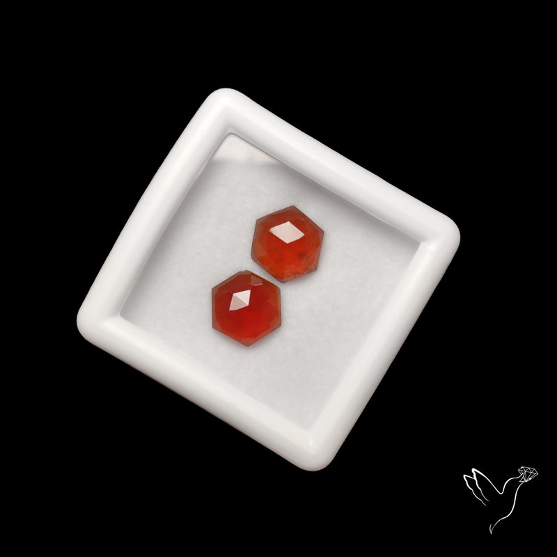 Rose Cut Hessonite Garnets Pair