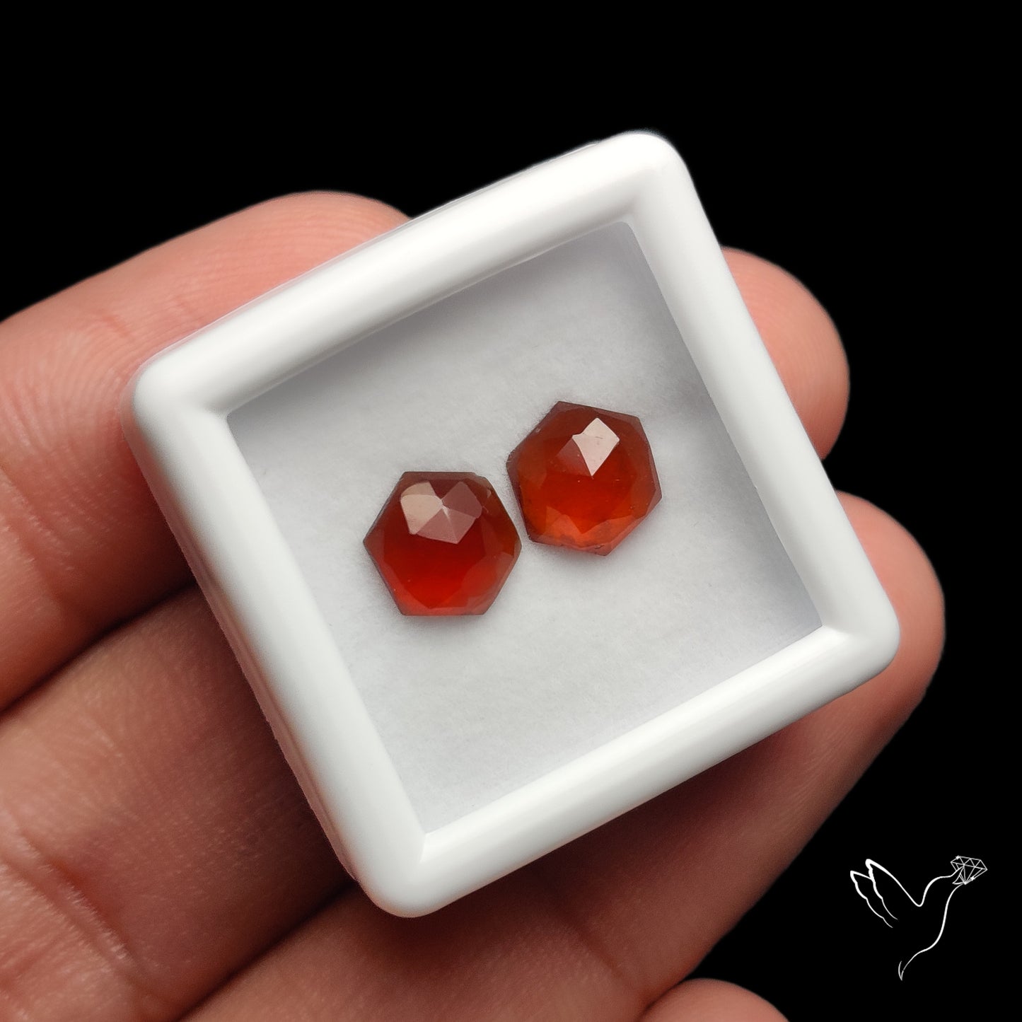 Rose Cut Hessonite Garnets Pair