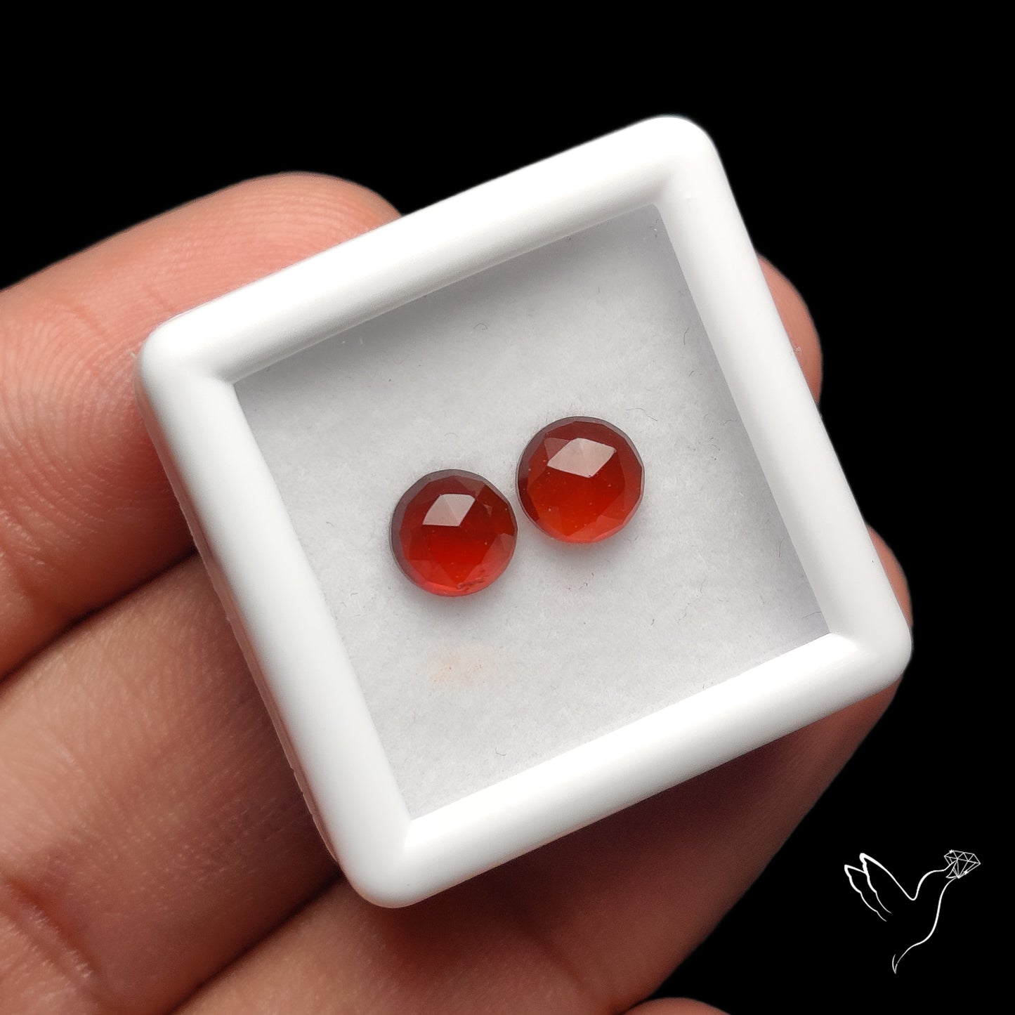 Rose Cut Hessonite Garnets Pair