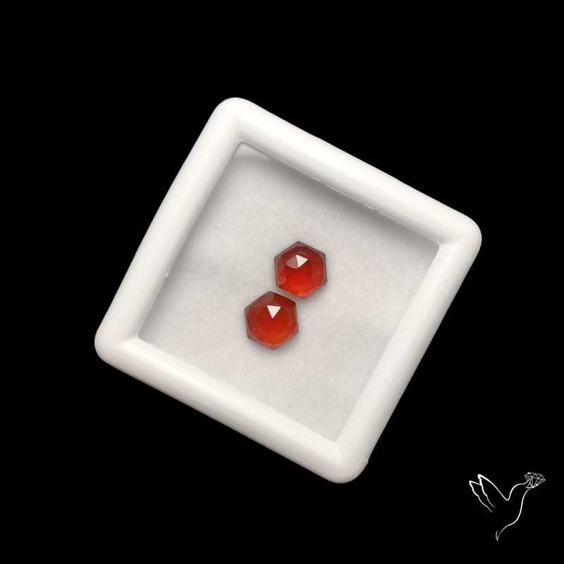 Rose Cut Hessonite Garnets Pair