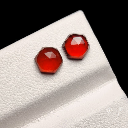 Rose Cut Hessonite Garnets Pair