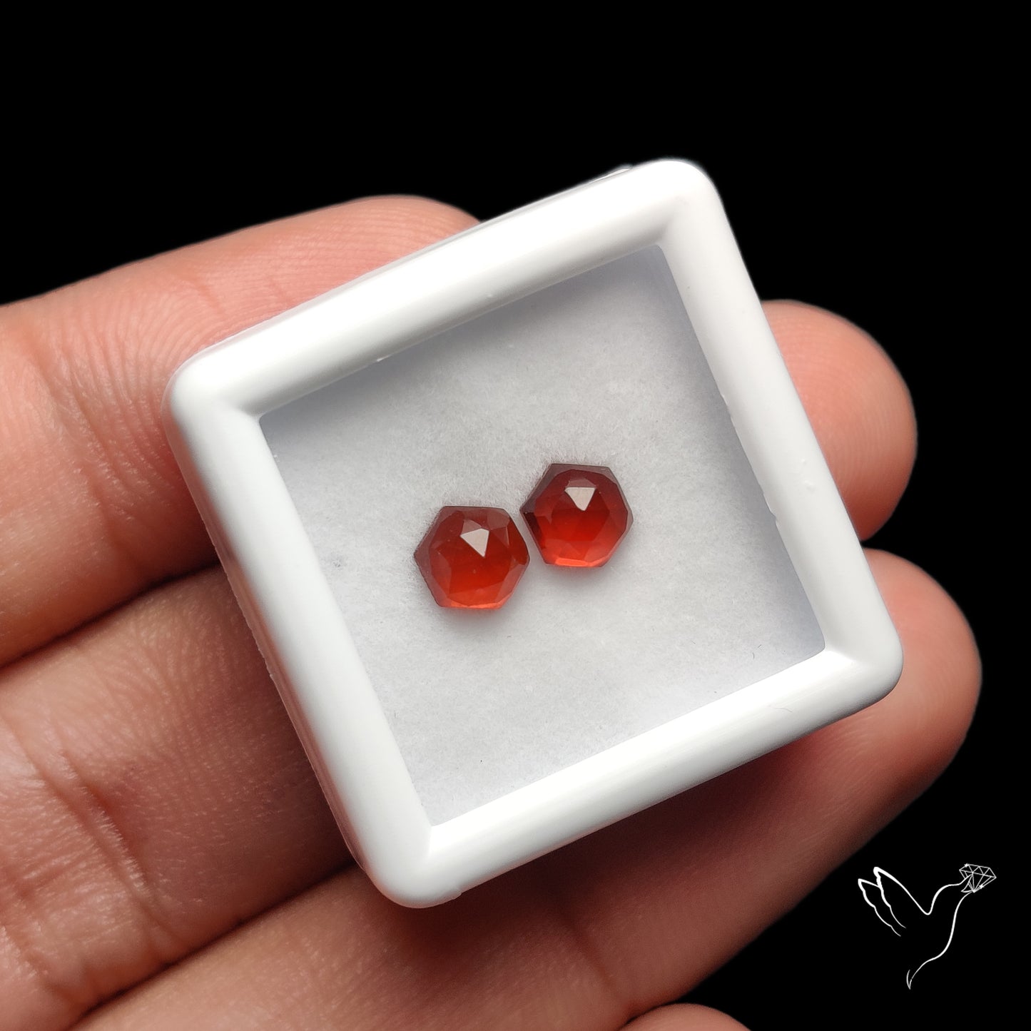 Rose Cut Hessonite Garnets Pair