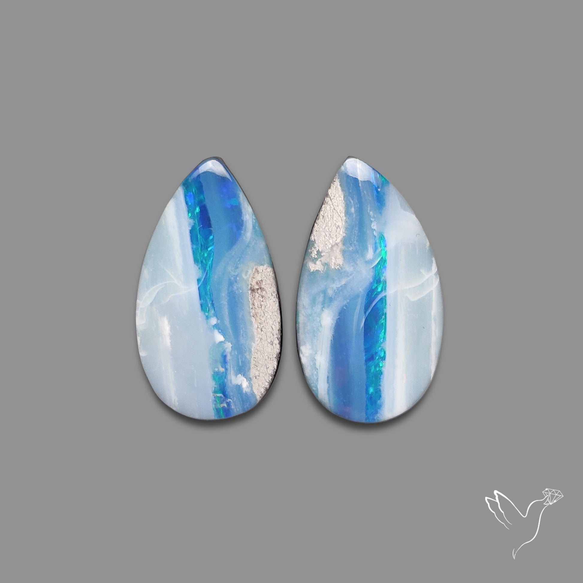 Rare Australian Pipe Opals Pair Crystal Pipe Opal (backed)