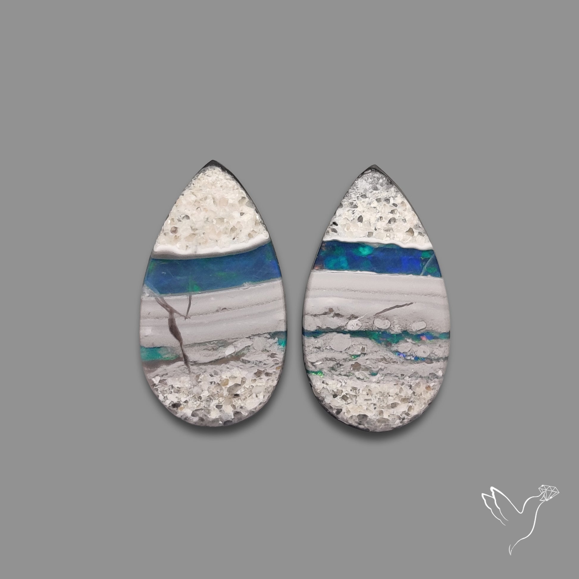 Rare Australian Pipe Opals Pair Crystal Pipe Opal (backed)