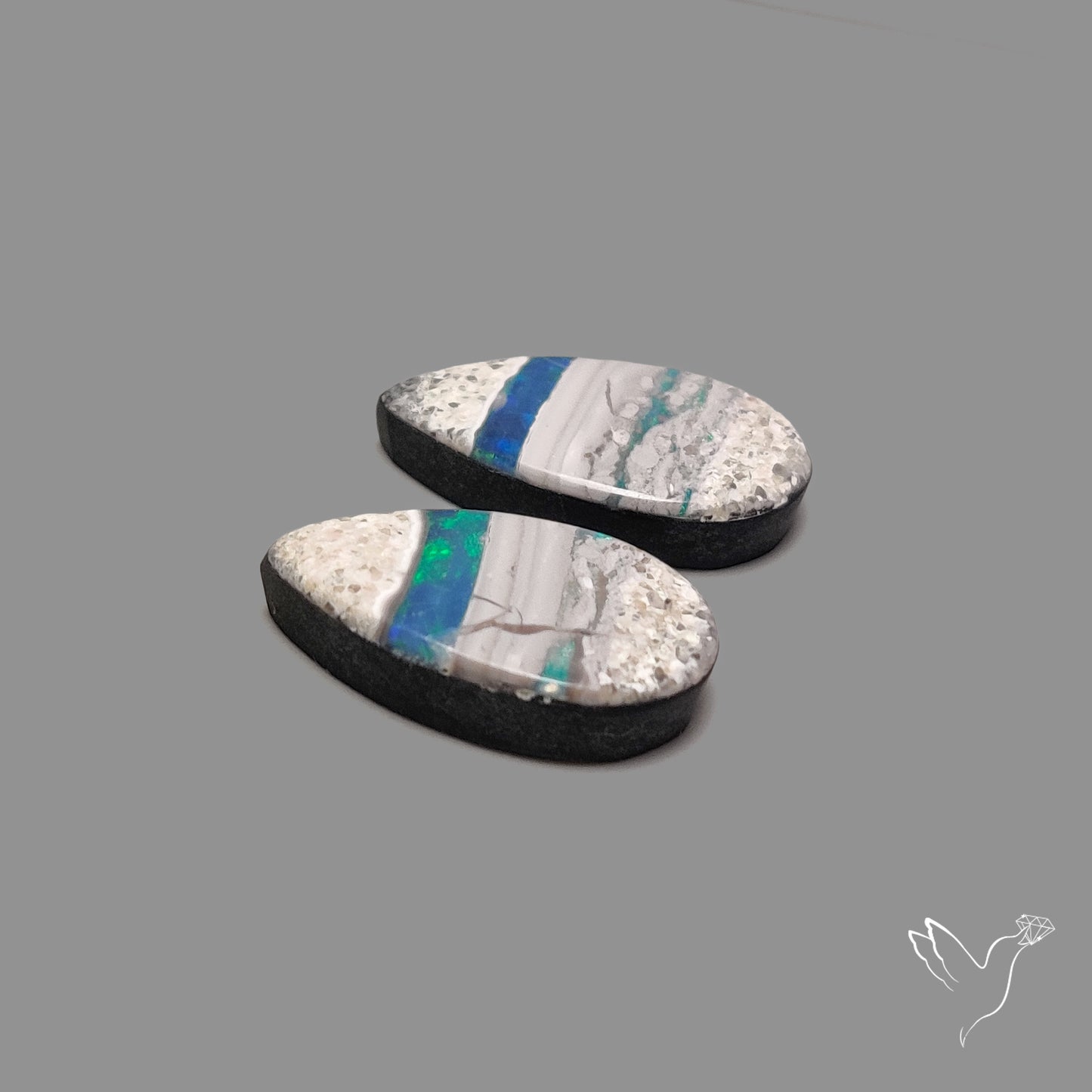 Rare Australian Pipe Opals Pair Crystal Pipe Opal (backed)