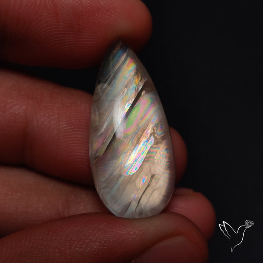 Rare Large Malawi Moonstone Cabochon Rainbow Fire Natural
