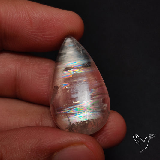 Rare Large Malawi Moonstone Cabochon Rainbow Fire Natural