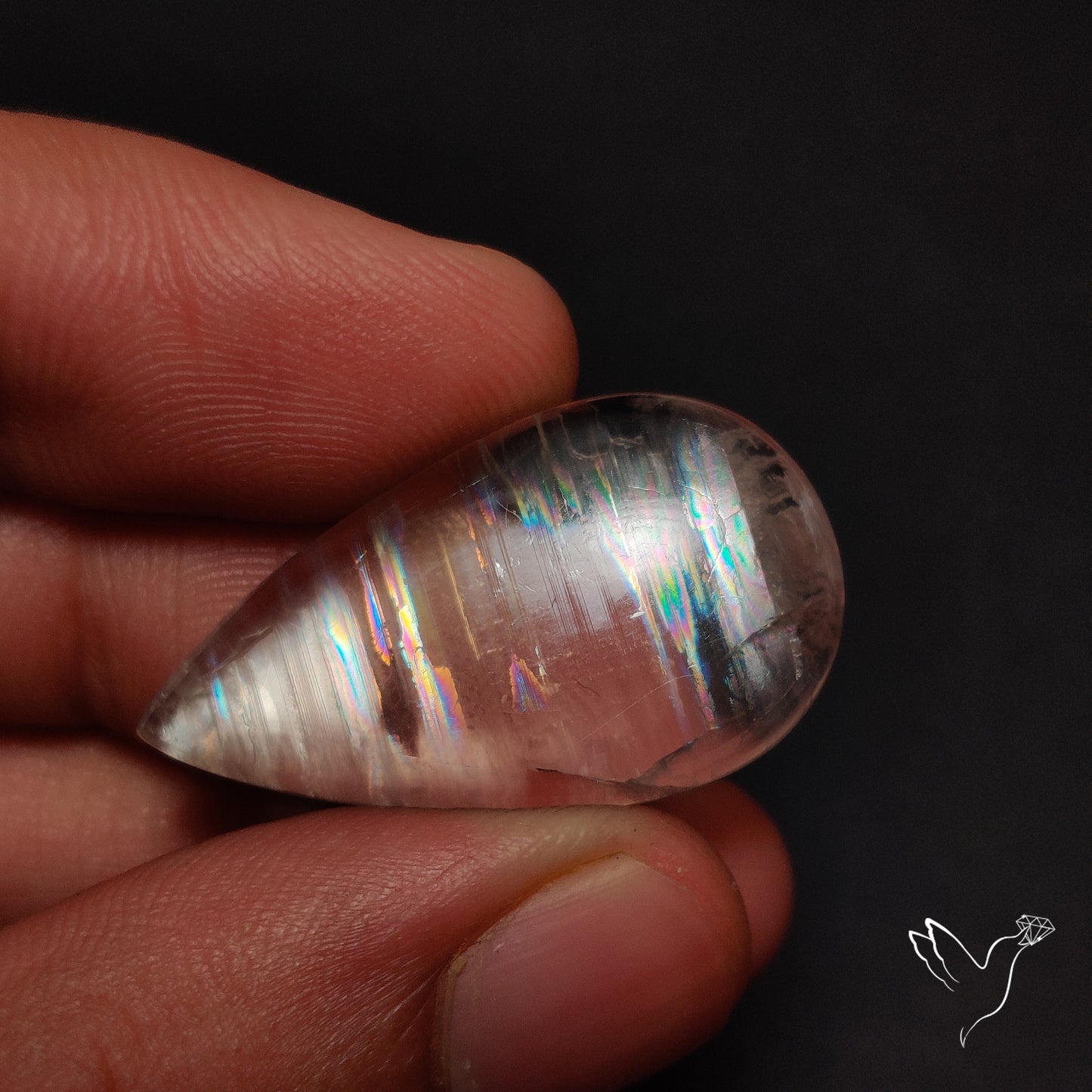 Rare Large Malawi Moonstone Cabochon Rainbow Fire Natural
