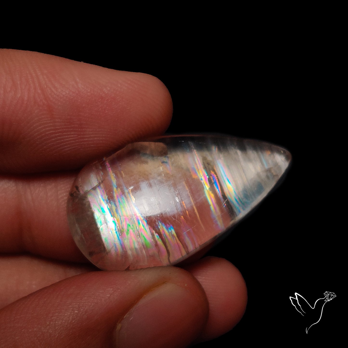 Rare Large Malawi Moonstone Cabochon Rainbow Fire Natural