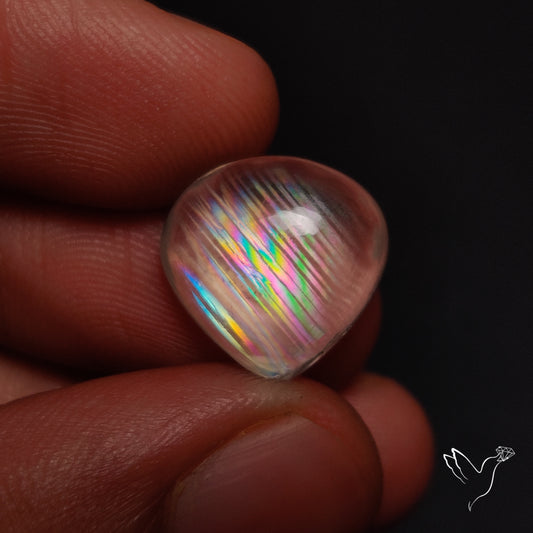 Rare Malawi Moonstone Cabochon Rainbow Fire Natural